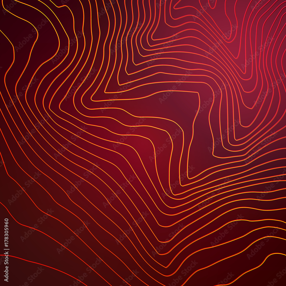Poster Topographic map colorful abstract background with contour lines
