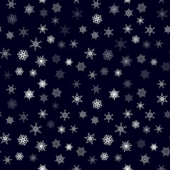 Christmas snowflake seamless pattern with tiled falling snow
