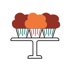 three birthday cupcakes arranged on a serving tray