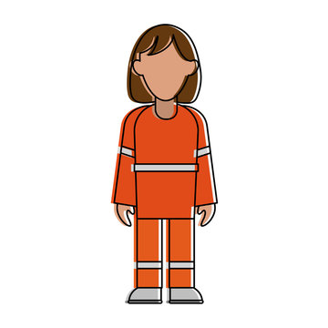 firefighter woman avatar full body icon image vector illustration design 