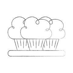 birthday three cupcake on the plate serving party dessert