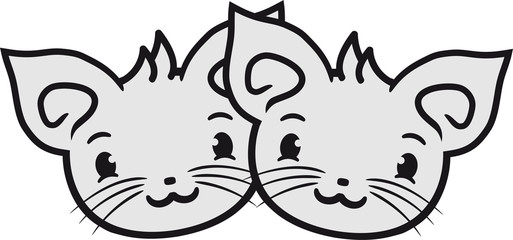 gesicht kopf paar pärchen liebe verliebt 2 freunde team geschwister zwillinge brüder schwestern süß niedlich katze winken comic cartoon design haustier