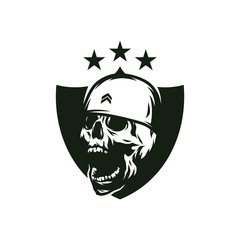 Skull soldier vector design illustration