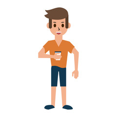 happy man with coffee cup icon image vector illustration design 