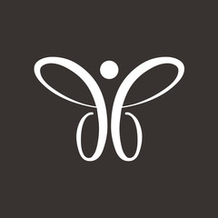 db or BB logo letter design template vector as a butterfly simple line graphic