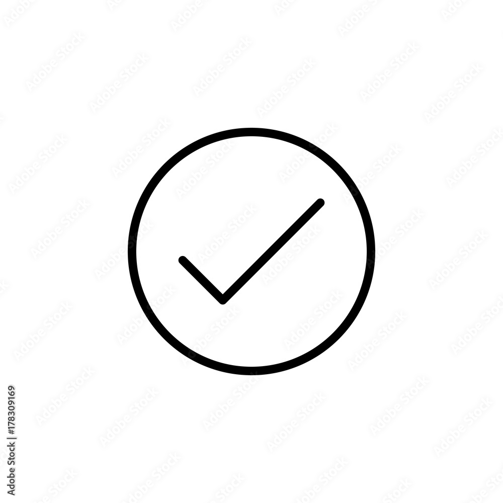 Sticker premium check icon or logo in line style.