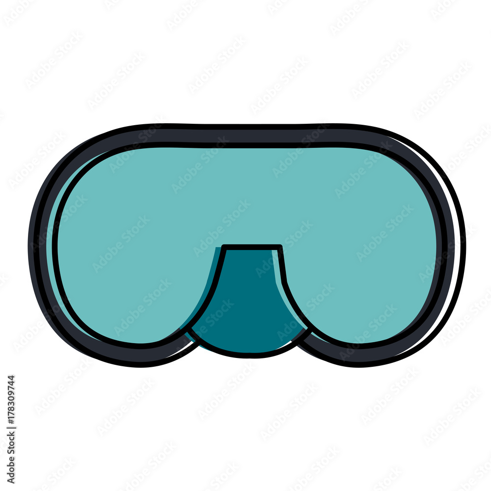 Sticker snorkel googles diving isolated icon