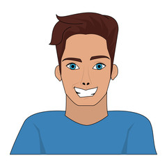 man smiling handsome young  portrait icon image vector illustration design 