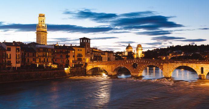 Verona, Adige River by Night