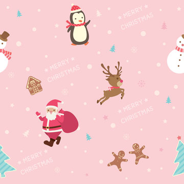 Christmas seamless pattern pink