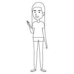 woman chatting with smartphone