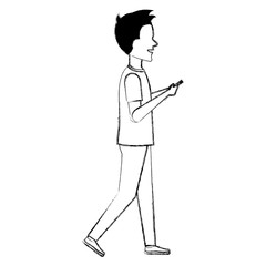 man chatting with smartphone