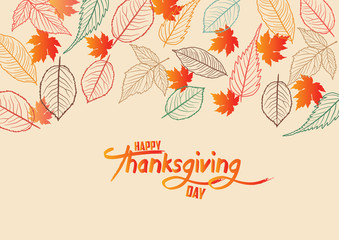 Happy Thanksgiving Day. Fall Leaves Background
