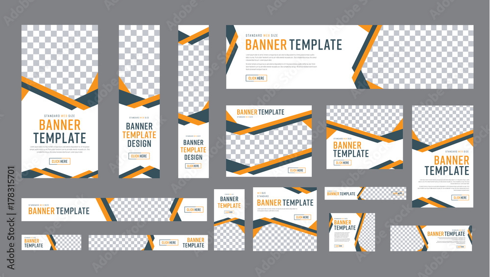 Poster set of web banners of standard size with a place for photos