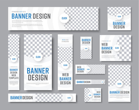 Design of white banners of standard sizes with a place for a photo