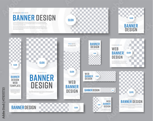 &quot;Design of white banners of standard sizes with a place for a photo
