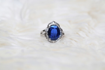 blue gem and diamond ring