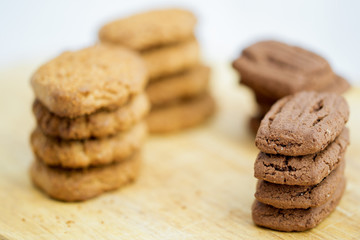 dried biscuits at the chocolate and vanilla