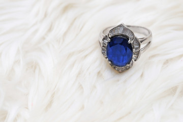 blue gem and diamond ring