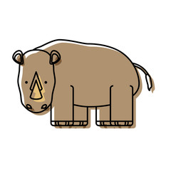 cartoon rhino icon over white background vector illustration