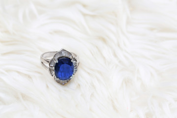 blue gem and diamond ring