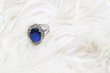 blue gem and diamond ring