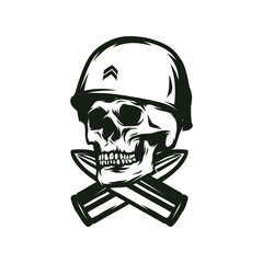 Skull soldier army vector design illustration