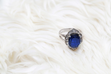 blue gem and diamond ring