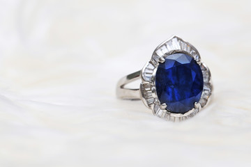 blue gem and diamond ring