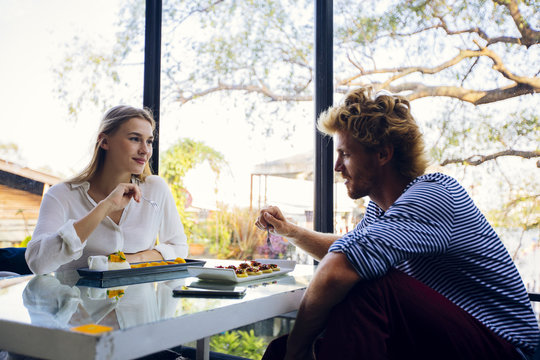 Couple in Love Having Breakfast