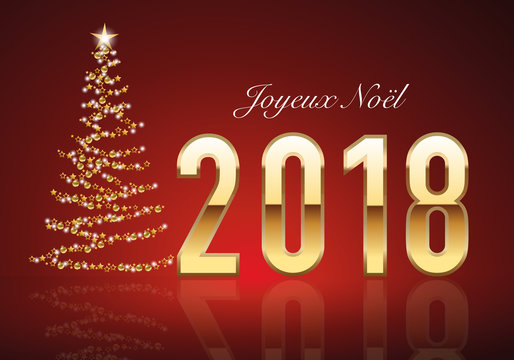 2018 - carte de vœux - joyeux noël - vœux - sapin - guirlande - noël - élégante - classique