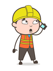 Talking on Phone - Cute Cartoon Male Engineer Illustration