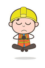 Doing Prayer Pose - Cute Cartoon Male Engineer Illustration