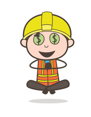 Dollar Eye Face - Cute Cartoon Male Engineer Illustration