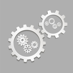 Set of gears on a gray background. Vector illustration.