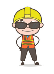 Modern Life with Trendy Sunglasses - Cute Cartoon Male Engineer Illustration