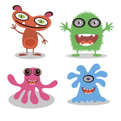 A set of cartoon monsters. Vector illustration.