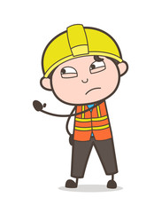 Showing Hand in Aggression - Cute Cartoon Male Engineer Illustration