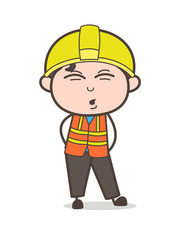 Funny Caricature Face - Cute Cartoon Male Engineer Illustration