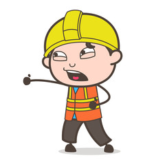 Shouting Face - Cute Cartoon Male Engineer Illustration