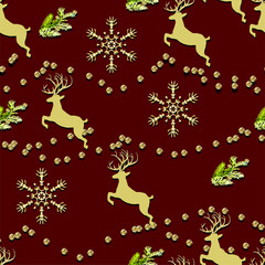 Fototapeta na wymiar Seamless pattern with Christmas elements