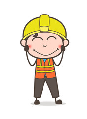 Blushing Face - Cute Cartoon Male Engineer Illustration