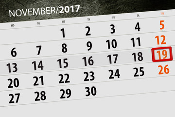 Obraz premium November 19 calendar
