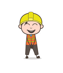 Laughing Face - Cute Cartoon Male Engineer Illustration