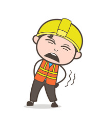 Getting Pain Expression - Cute Cartoon Male Engineer Illustration