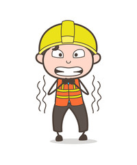 Grimacing Face - Cute Cartoon Male Engineer Illustration