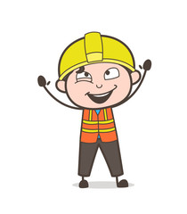 Joyful Face - Cute Cartoon Male Engineer Illustration