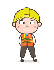 Flushed Shocked Face - Cute Cartoon Male Engineer Illustration