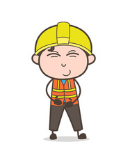 Smiling Lovely Face - Cute Cartoon Male Engineer Illustration