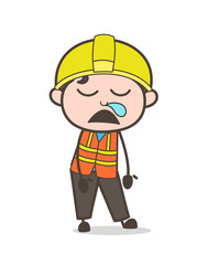 Sleepy Face - Cute Cartoon Male Engineer Illustration